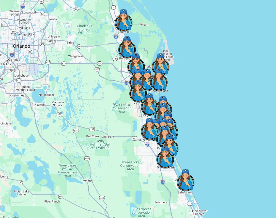 Anna's Air, Heat & Plumbing service area — Melbourne, Palm Bay, Cocoa Beach, Viera, Satellite Beach and surrounding areas