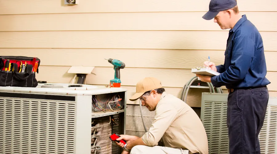 Hvac Technicians Working On Ac Unit (1)